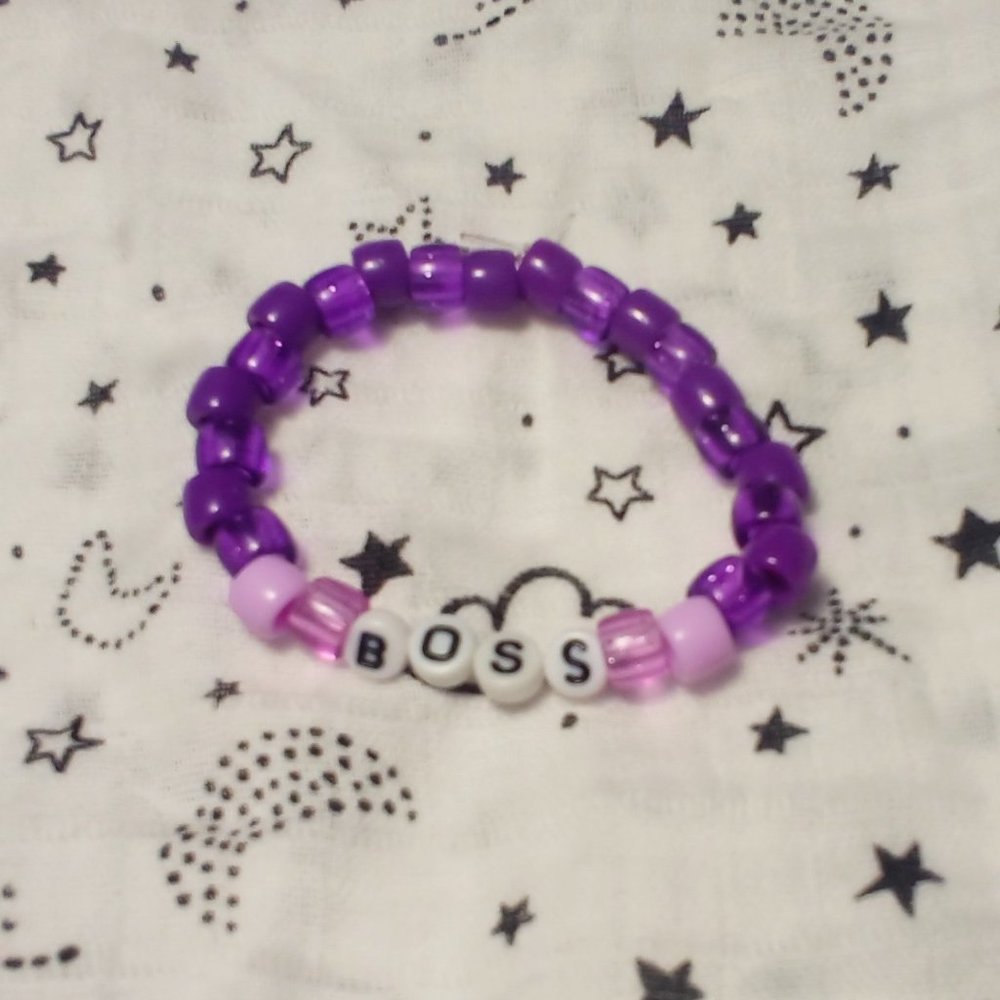 Handmade bracelet made with pony beads. #BOSS B****